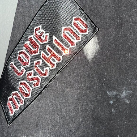 RARE LOVE MOSCHINO Sleeveless Black Denim with Sequin & Embroidered Patches - 6 - Picture 4 of 16